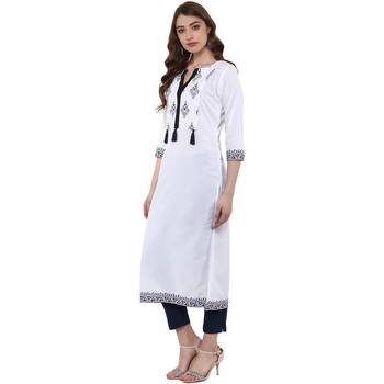 white printed crepe  kurti 4