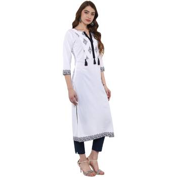 white printed crepe  kurti 5