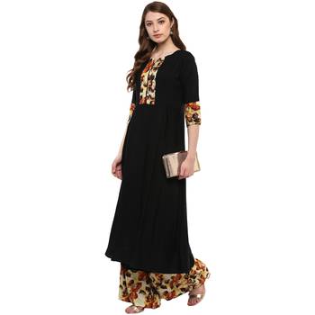 black plain rayon  kurti 2