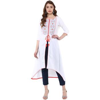 white printed crepe  kurti 1