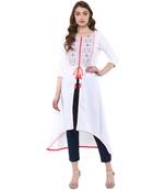 white printed crepe  kurti