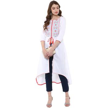 white printed crepe  kurti 2
