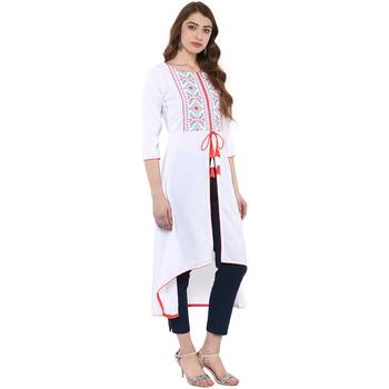 white printed crepe  kurti 5