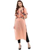 peach plain cotton  kurti