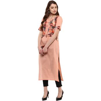 peach plain cotton  kurti 2