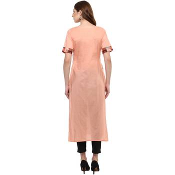 peach plain cotton  kurti 3