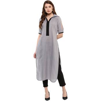 grey plain cotton  kurti 1