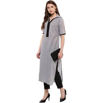 grey plain cotton  kurti 2