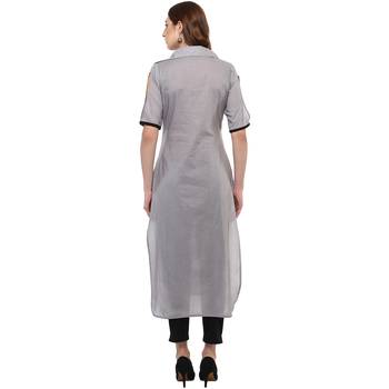grey plain cotton  kurti 3