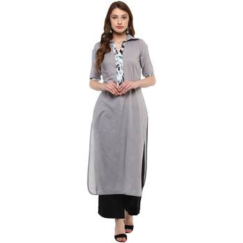 grey plain cotton  kurti 1