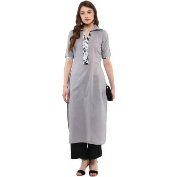 grey plain cotton  kurti 2