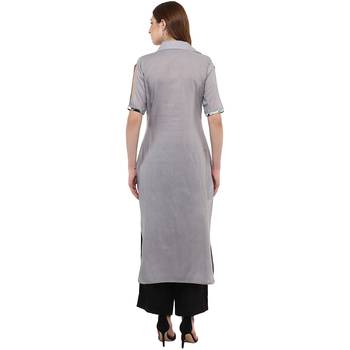 grey plain cotton  kurti 3