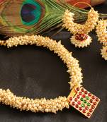 Beautiful Handmade Pearl Cluster Kemp Temple Necklace Set