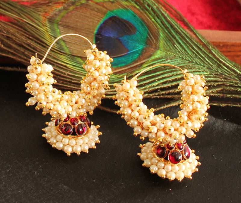 Beautiful Handmade Pearl Cluster Kemp Temple Necklace Set