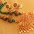 Beautiful Handmade Gold Plated Kemp Green Beads Temple Pendant Necklace Set