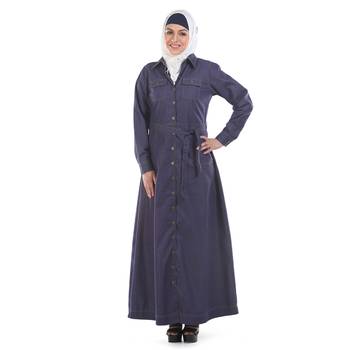 Blue Denim Islamic Look Arabian Style Daily Wear For Women Long Abaya 1