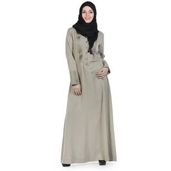 Grey Polyester Islamic Look Arabian Style Daily Wear For Women Long Abaya 1