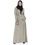 Grey Polyester Islamic Look Arabian Style Daily Wear For Women Long Abaya