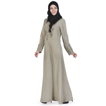 Grey Polyester Islamic Look Arabian Style Daily Wear For Women Long Abaya 2