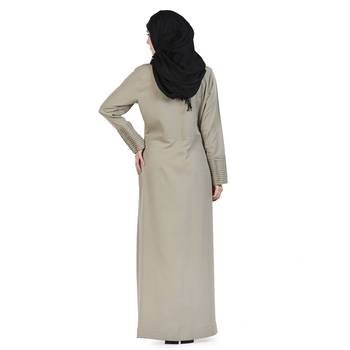 Grey Polyester Islamic Look Arabian Style Daily Wear For Women Long Abaya 3