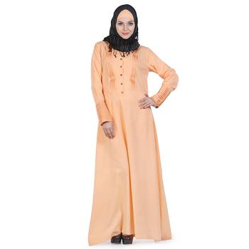 Peach Crepe Islamic Look Arabian Style Daily Wear For Women Long Abaya 1