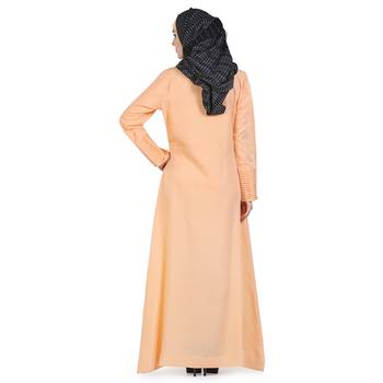 Peach Crepe Islamic Look Arabian Style Daily Wear For Women Long Abaya 3