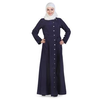 Blue Crepe Islamic Look Arabian Style Daily Wear For Women Long Abaya 1