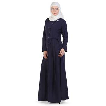 Blue Crepe Islamic Look Arabian Style Daily Wear For Women Long Abaya 2