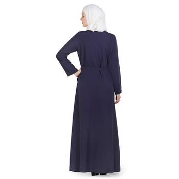 Blue Crepe Islamic Look Arabian Style Daily Wear For Women Long Abaya 3