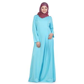 Blue Polyester Islamic Look Arabian Style Daily Wear For Women Long Abaya 1