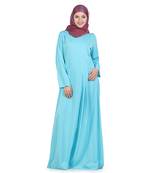Blue Polyester Islamic Look Arabian Style Daily Wear For Women Long Abaya