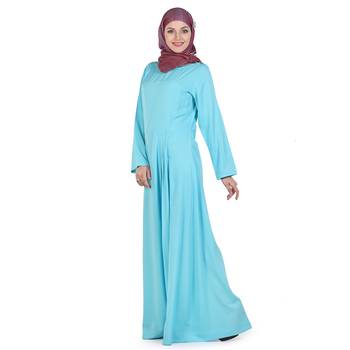 Blue Polyester Islamic Look Arabian Style Daily Wear For Women Long Abaya 2