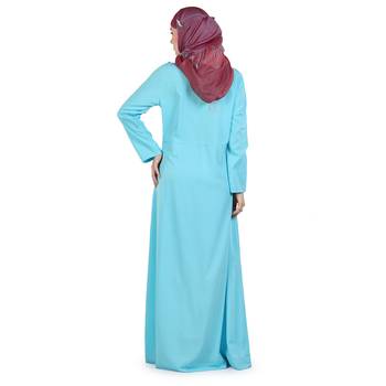 Blue Polyester Islamic Look Arabian Style Daily Wear For Women Long Abaya 3