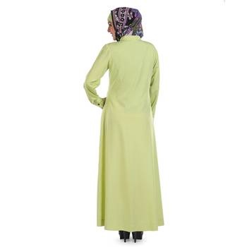 Green Polyester Islamic Look Arabian Style Daily Wear For Women Long Abaya 3