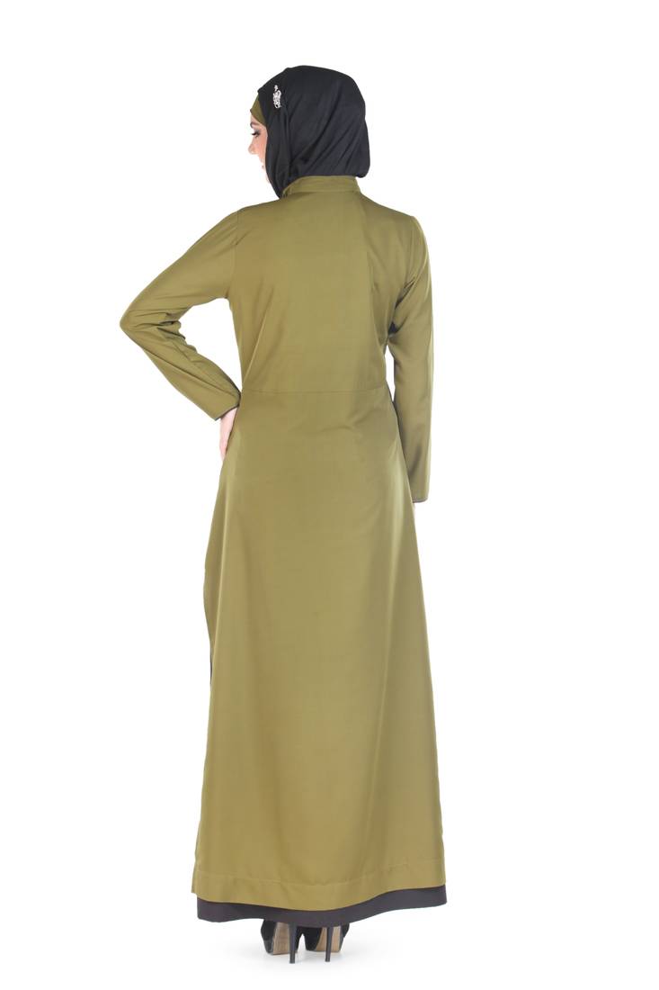 Green Polyester Islamic Look Arabian Style Daily Wear For Women Long Abaya