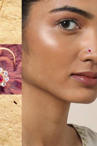 9 Diamond Designer Floral Nose Pin
