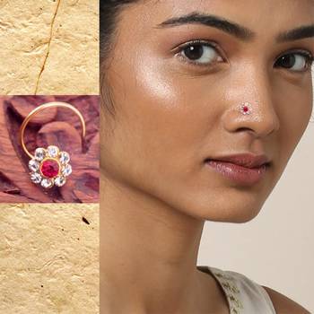 9 Diamond Designer Floral Nose Pin 1