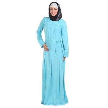 Blue Polyester Islamic Look Arabian Style Daily Wear For Women Long Abaya 1