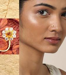 9 Diamond Designer Floral Yellow Nose Pin