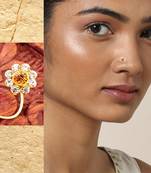 9 Diamond Designer Floral Yellow Nose Pin