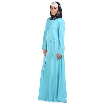 Blue Polyester Islamic Look Arabian Style Daily Wear For Women Long Abaya 2