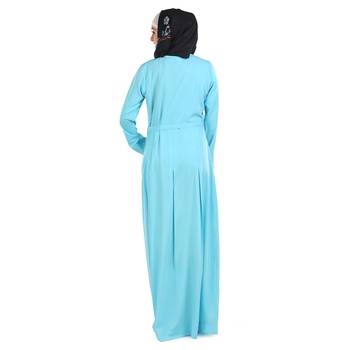 Blue Polyester Islamic Look Arabian Style Daily Wear For Women Long Abaya 3