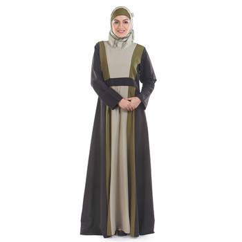 Grey Crepe Islamic Look Arabian Style Daily Wear For Women Long Abaya 1