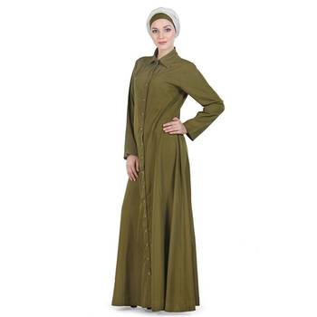 Green Polyester Islamic Look Arabian Style Daily Wear For Women Long Abaya 2