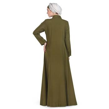 Green Polyester Islamic Look Arabian Style Daily Wear For Women Long Abaya 3