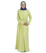 Yellow Crepe Islamic Look Arabian Style Daily Wear For Women Long Abaya