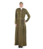 Green Polyester Islamic Look Arabian Style Daily Wear For Women Long Abaya