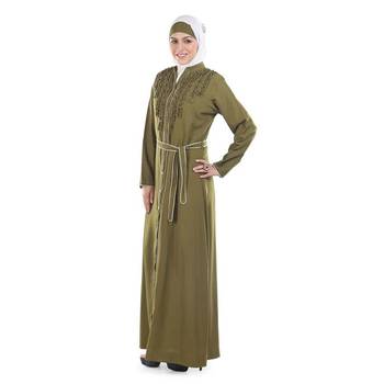 Green Polyester Islamic Look Arabian Style Daily Wear For Women Long Abaya 2