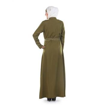 Green Polyester Islamic Look Arabian Style Daily Wear For Women Long Abaya 3