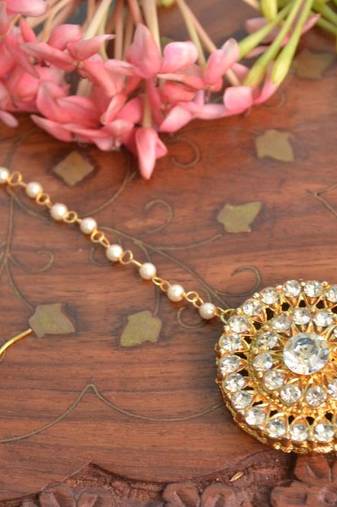 Designer Wedding Bridal Pearl Kundan Diamond Maang Tikka